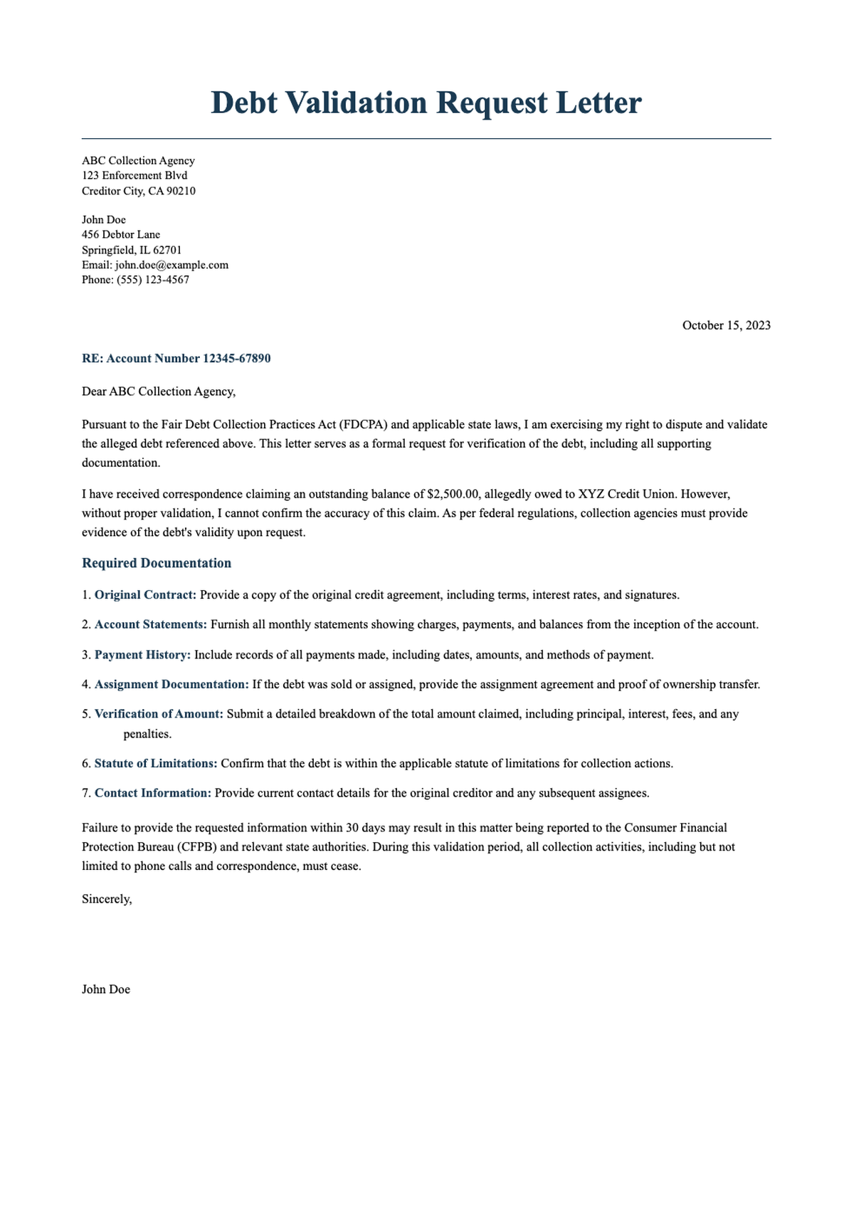 Debt dispute letter template with legal documentation requests_variant_3